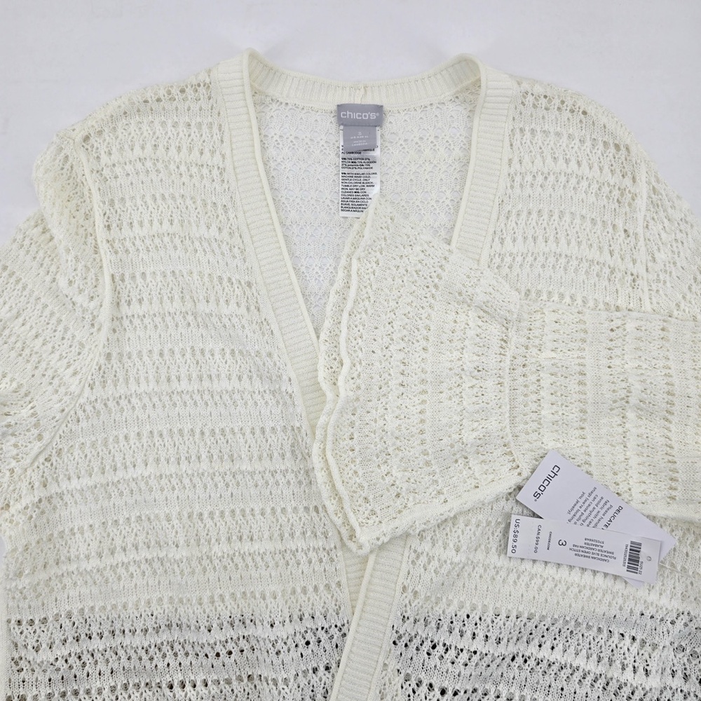 Chico's Women's Open-Knit Cardigan Sz XL